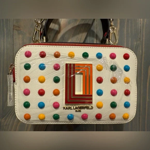 Karl Lagerfeld Multi Color Studded Leather Camera Bag - Picture 7 of 10